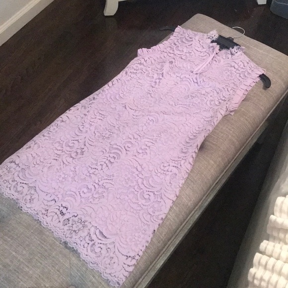 Sandro Frilled High Neck Lace Dress